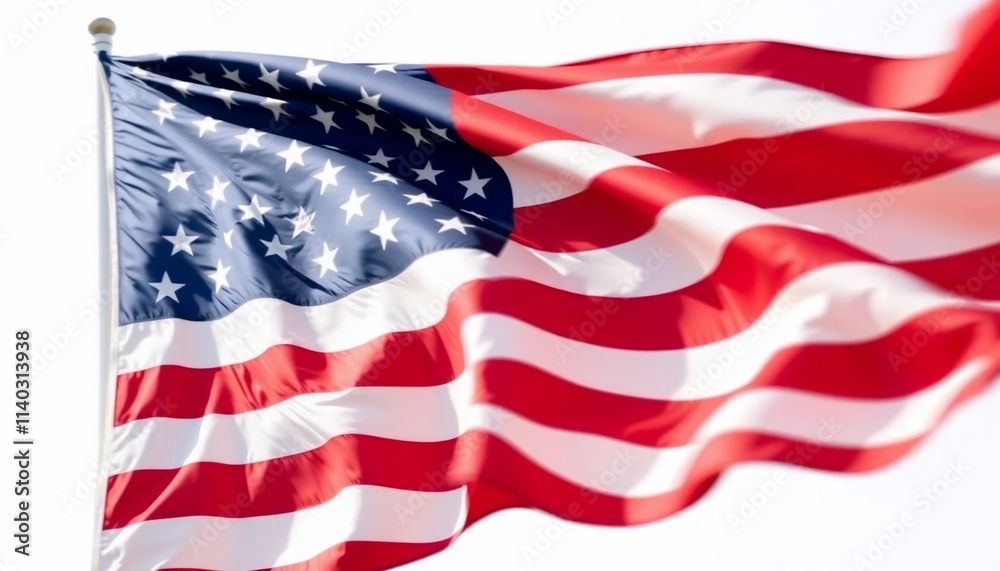 Obraz premium American Flag Waving in Wind US Patriotism Symbol