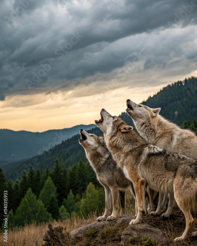 Meute de loups qui hurle photo