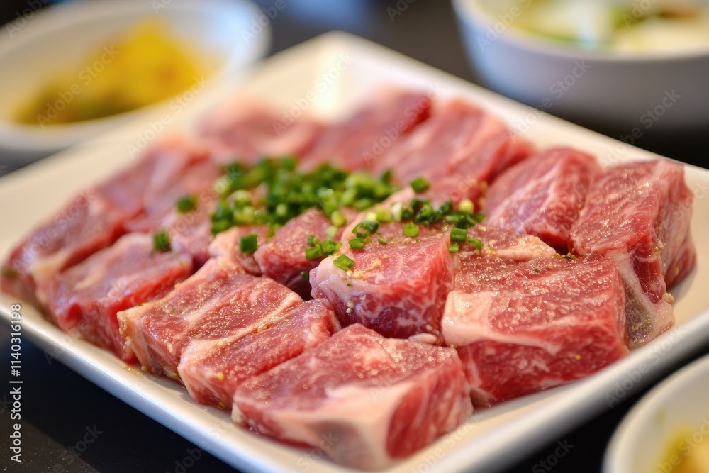 Korean cuisine featuring beef sashimi raw pork belly grilled dishes seasonings galbitang rice kimchi ssamjang chili garlic and radish sprouts Korean cuisine featuring beef sashimi raw pork belly grilled dishes seasonings galbitang rice kimchi ssamjang chili garlic and radish sprouts