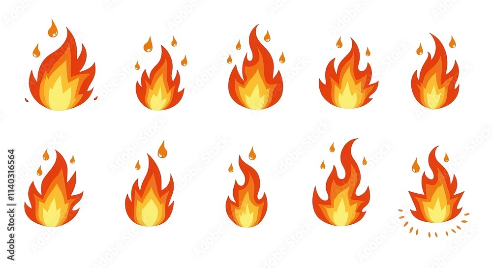 Set of Flame Illustration Icons Featuring Bright Fire Elements for Design, Projects, and Visuals; Perfect for Graphic Resources and Creative Ideas Set of Flame Illustration Icons Featuring Bright Fire Elements for Design, Projects, and Visuals; Perfect for Graphic Resources and Creative Ideas