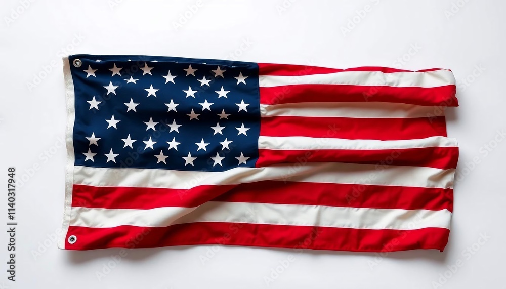 Fototapeta premium American Flag on White Background US Symbol Patriotism