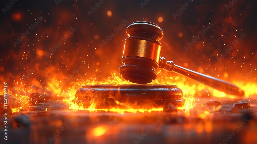 Glowing Gavel Strikes Down in Radiant Courtroom Symbolizing Justice and Legal Clarity Glowing Gavel Strikes Down in Radiant Courtroom Symbolizing Justice and Legal Clarity
