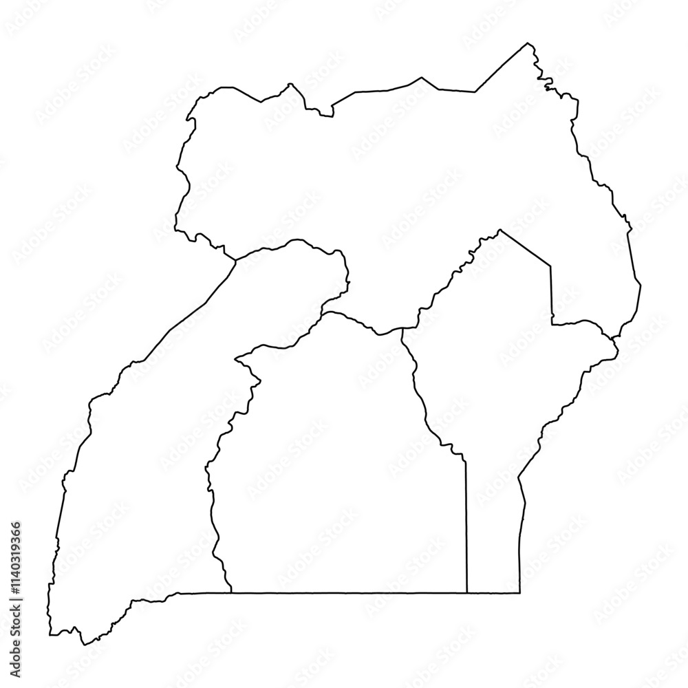 Obraz premium Uganda map with administrative divisions. Vector illustration.