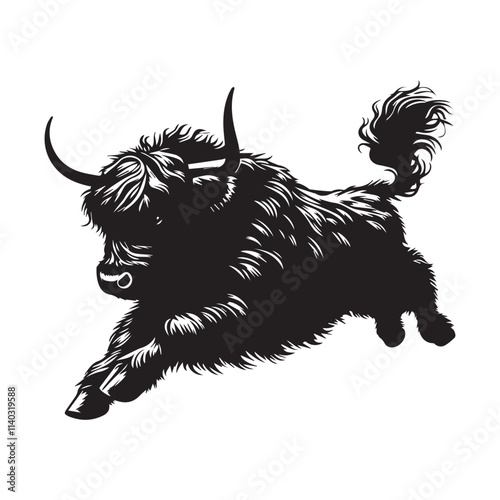 Charming Baby Highland Cattle Vector Art for Animal Lovers