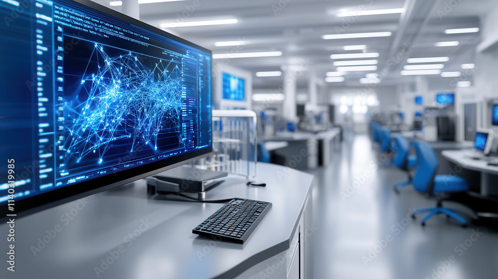 futuristic healthcare facility with holographic data displays and advanced technology futuristic healthcare facility with holographic data displays and advanced technology