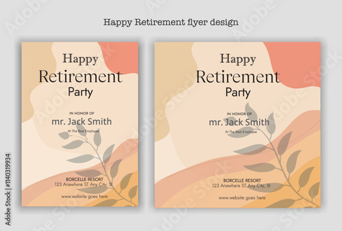 Happy retirement lunch party invitation flyer design template 
