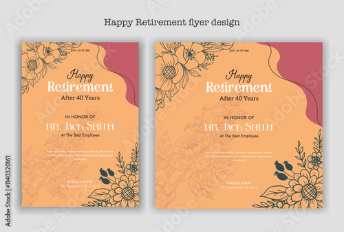 Happy retirement lunch party invitation flyer design template 
