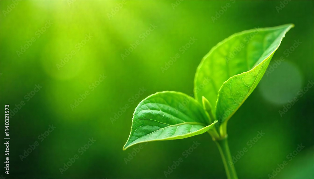 Green tea leaves, close-up view of fresh, vibrant green tea plant leaves against a blurred green background Green tea leaves, close-up view of fresh, vibrant green tea plant leaves against a blurred green background