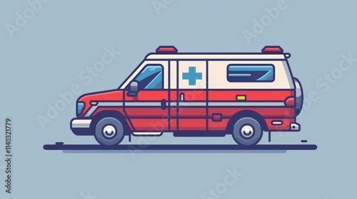 Icon of Ambulance: Signifying emergency medical services. Cartoonish style photo