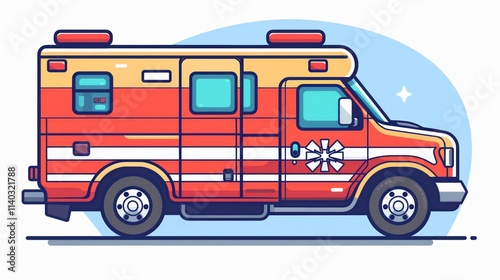 Icon of Ambulance: Signifying emergency medical services. Cartoonish style photo