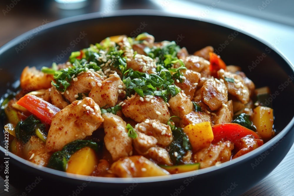Korean mixed rice bowl with spicy meats and vegetables Korean mixed rice bowl with spicy meats and vegetables