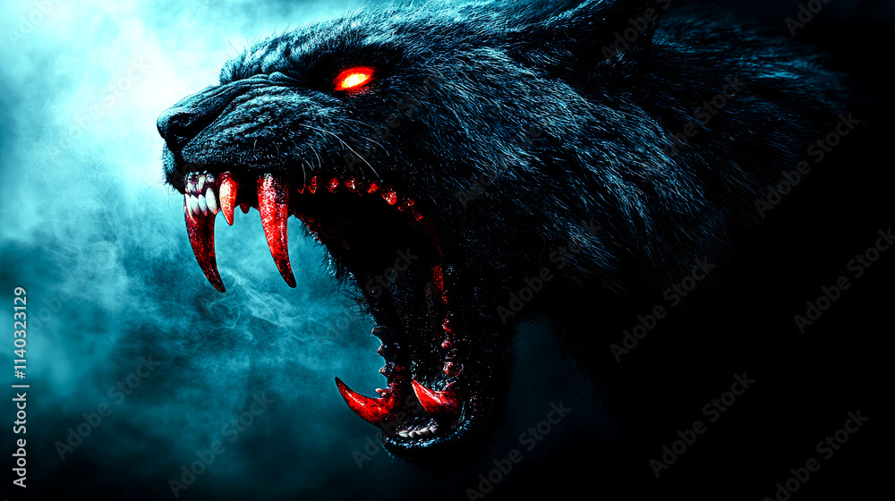 Glowing-eyed beast snarls fiercely. Glowing-eyed beast snarls fiercely.