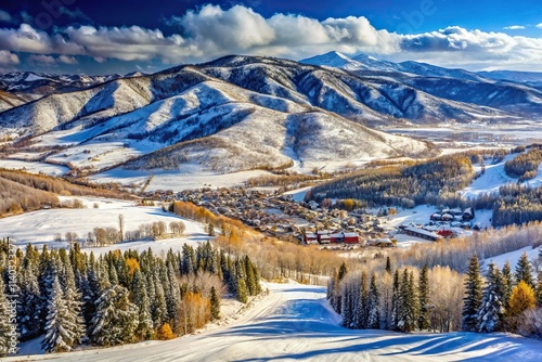 Skiing on Howelsen Hill with high angle view
