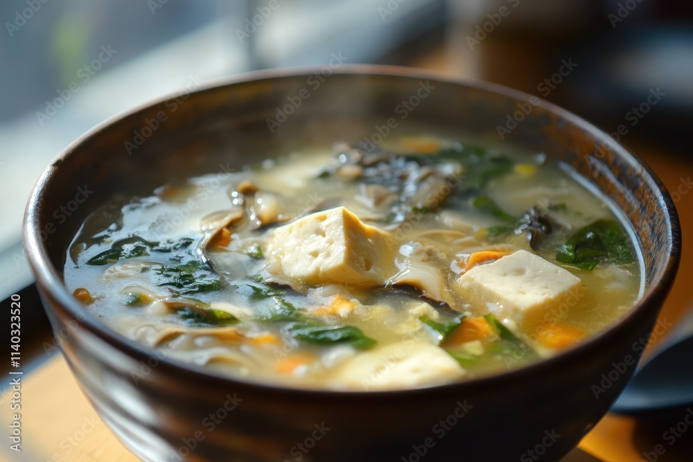 Korean oyster tofu soup with Capsosiphon fulvescens Korean oyster tofu soup with Capsosiphon fulvescens