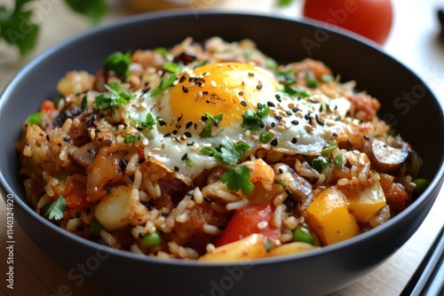 Korean style mixed rice cooked with stones