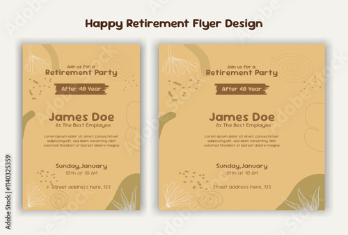 Happy retirement lunch party invitation flyer design template 
