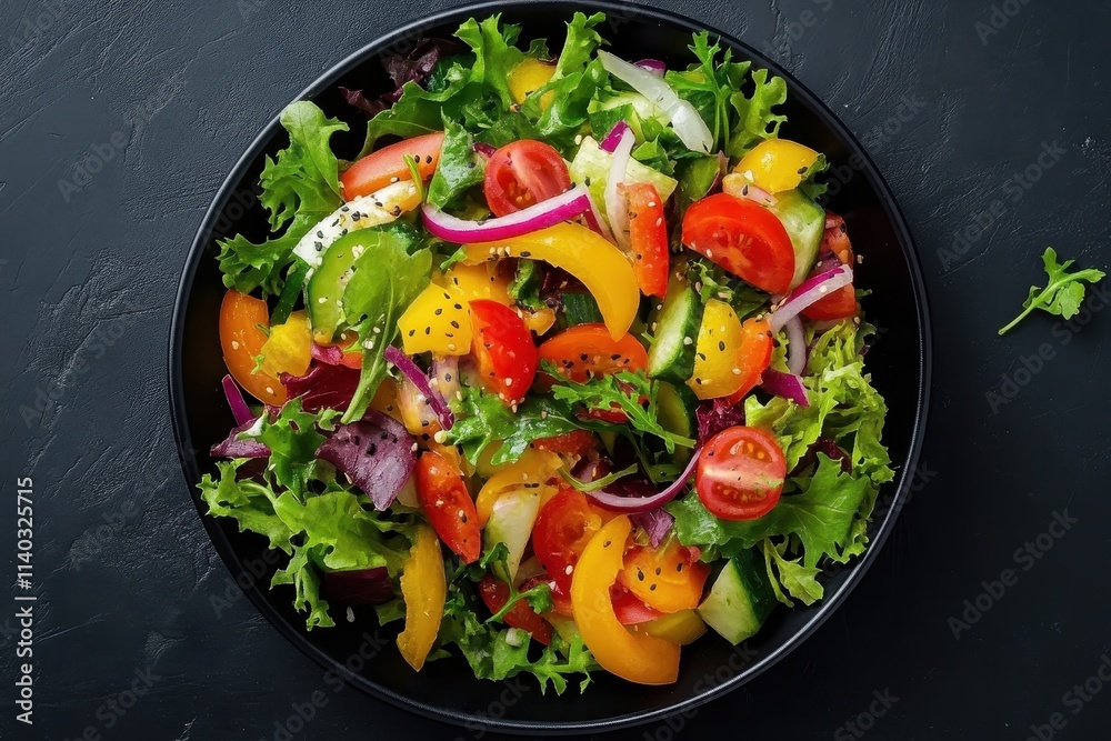 Korean style vegetable salad Bird s eye view Korean style vegetable salad Bird s eye view