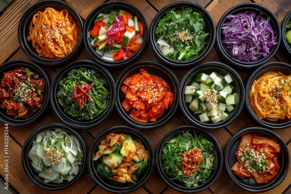 Korean style vegetable salad from above Korean style vegetable salad from above