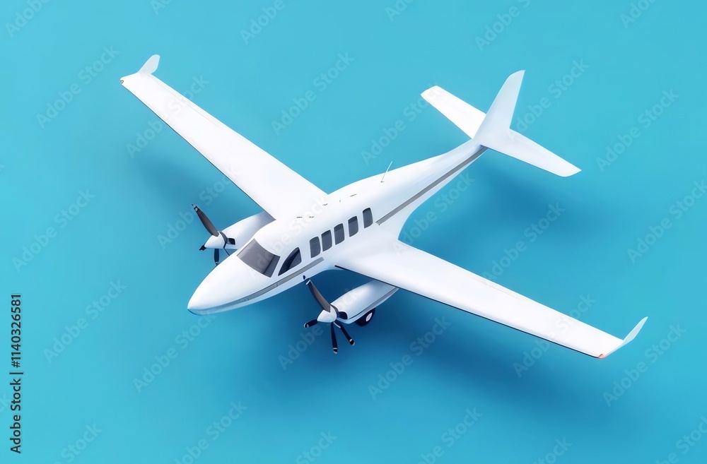 White propeller airplane on blue background. White propeller airplane on blue background.
