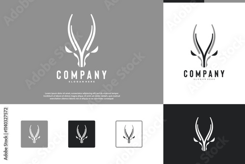 Konstfotografi minimalist antelope head horns, vintage style, graphic design inspiration