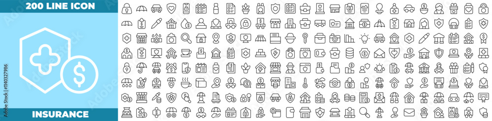 Insurance Line Editable Icons set Insurance Line Editable Icons set