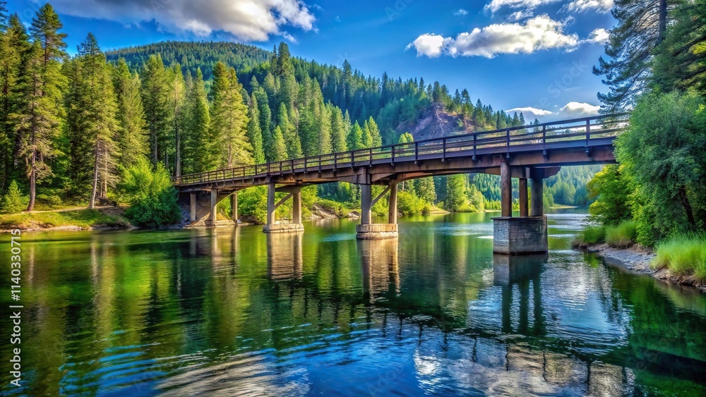 Fototapeta premium Small bridge over the Coeur d Alene River