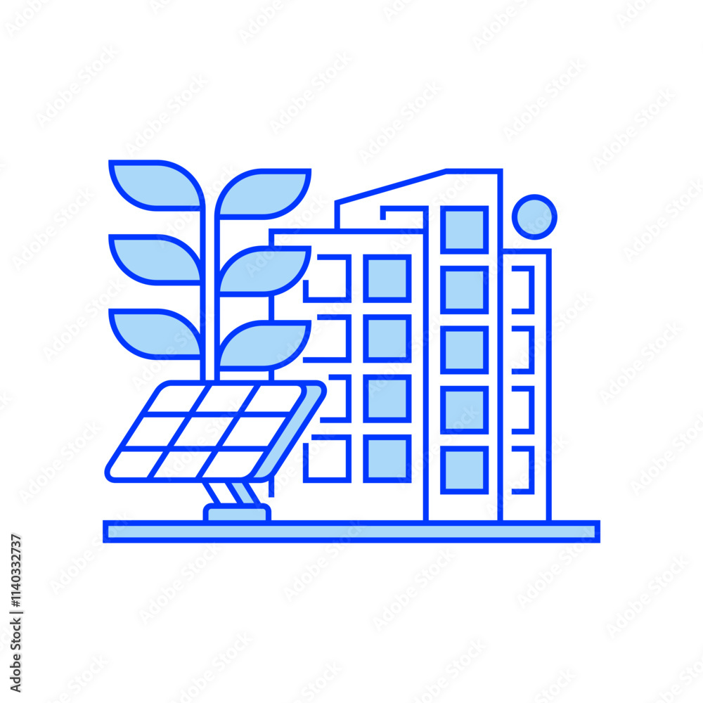 Sustainable Building Line Icon. linear style sign for mobile concept and web design. Outline vector icon. Sustainable Building Line Icon. linear style sign for mobile concept and web design. Outline vector icon.