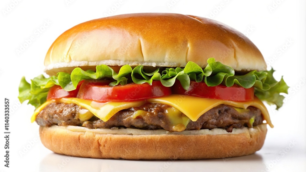 Smash burger on white background isolated, leading lines Smash burger on white background isolated, leading lines