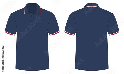 Navy blue polo shirt mockup front and back view