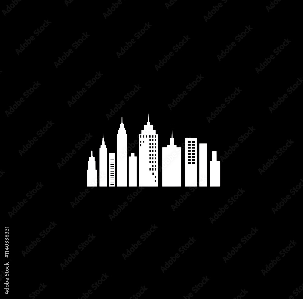 Obraz premium white city skyline on a black background
