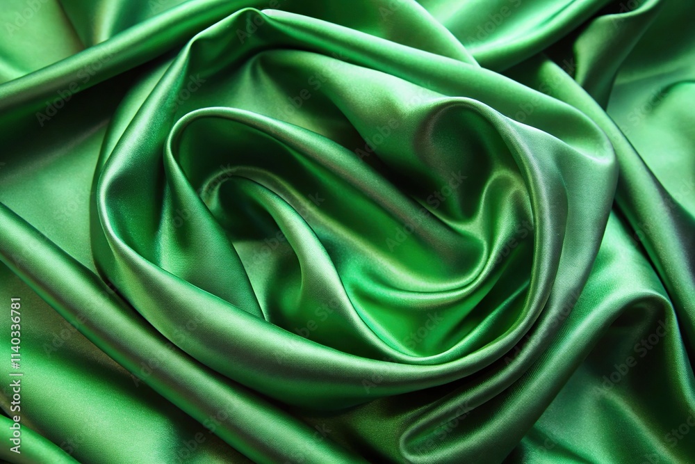 Fototapeta premium Smooth elegant green silk or satin luxury fabric background close-up