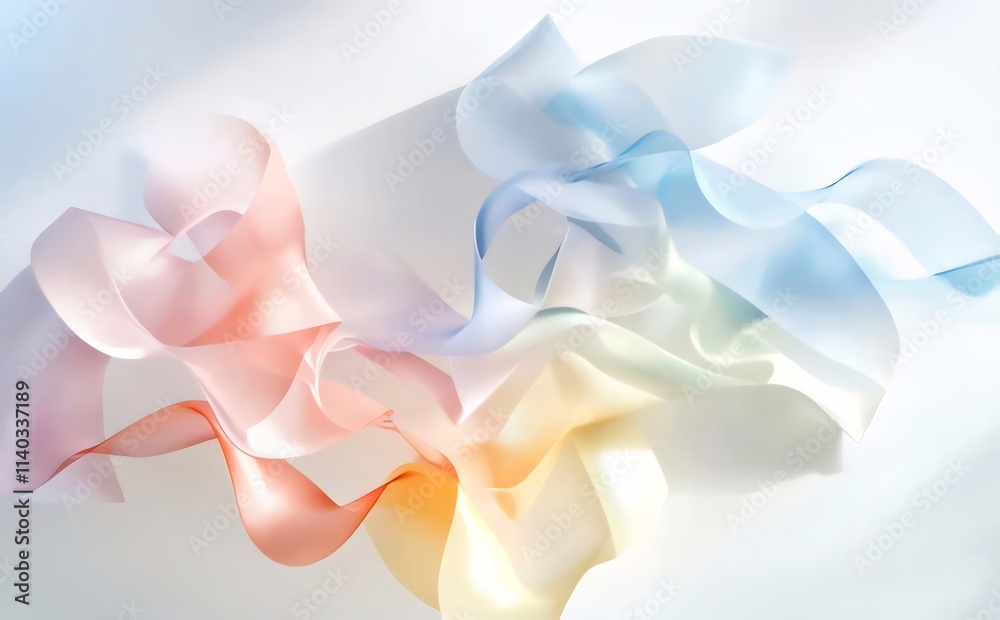 Pastel ribbons swirl on white background. Pastel ribbons swirl on white background.