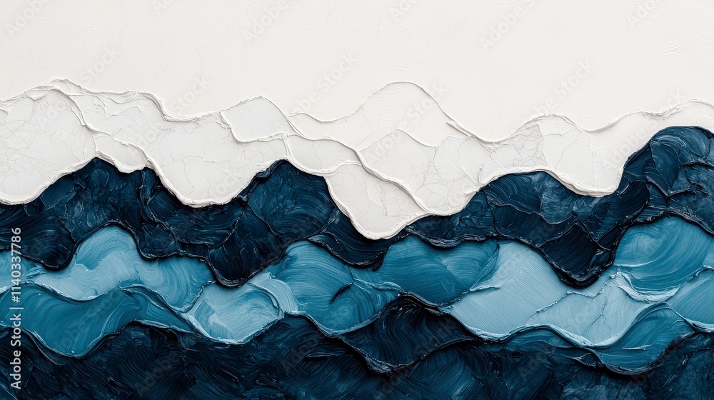 Abstract Blue and White Impasto Seascape Painting Abstract Blue and White Impasto Seascape Painting