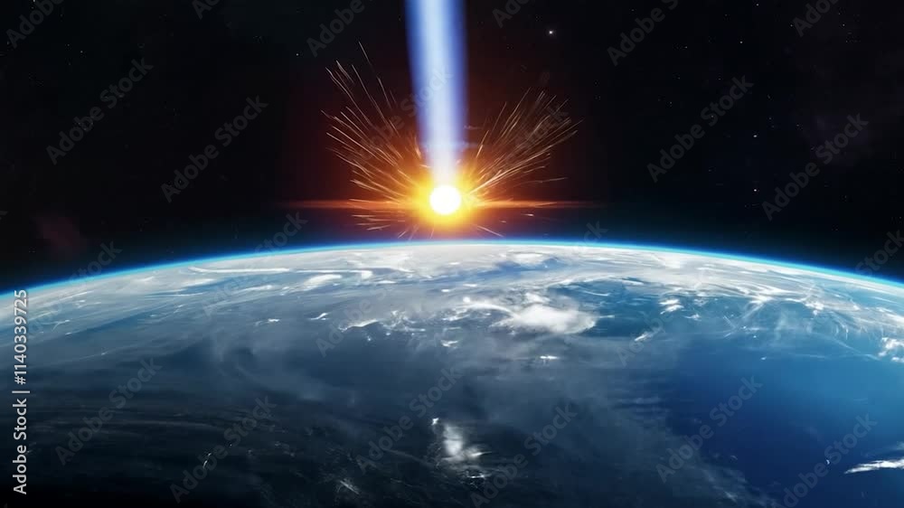 Meteorite lights up as it enters Earth's atmosphere from outer space