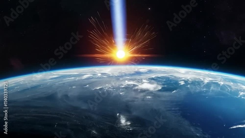 Meteorite lights up as it enters Earth's atmosphere from outer space