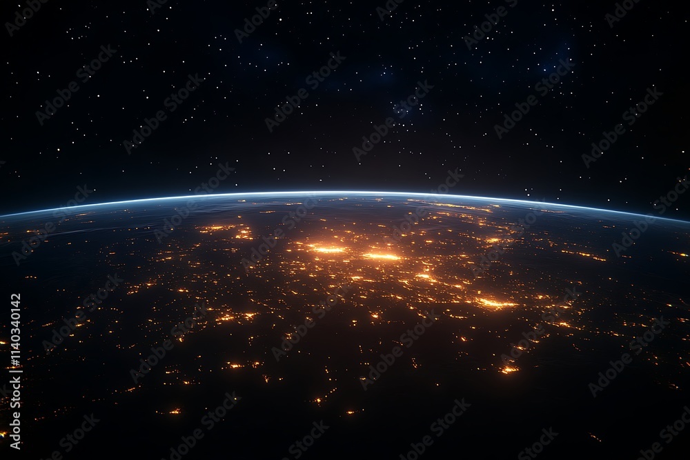 Fototapeta premium Night Earth City Lights Distant View