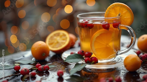 mulled wine with lemon and spices