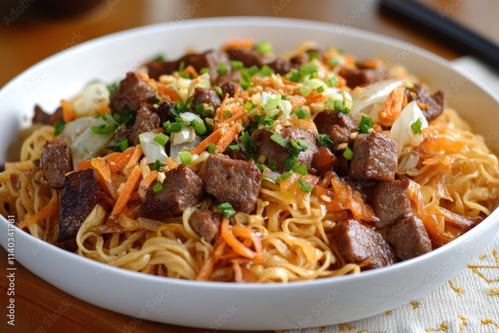 Pancit Canton is a variant of Lo Mein or stir fried noodles typically served at birthdays and celebrations to represent longevity