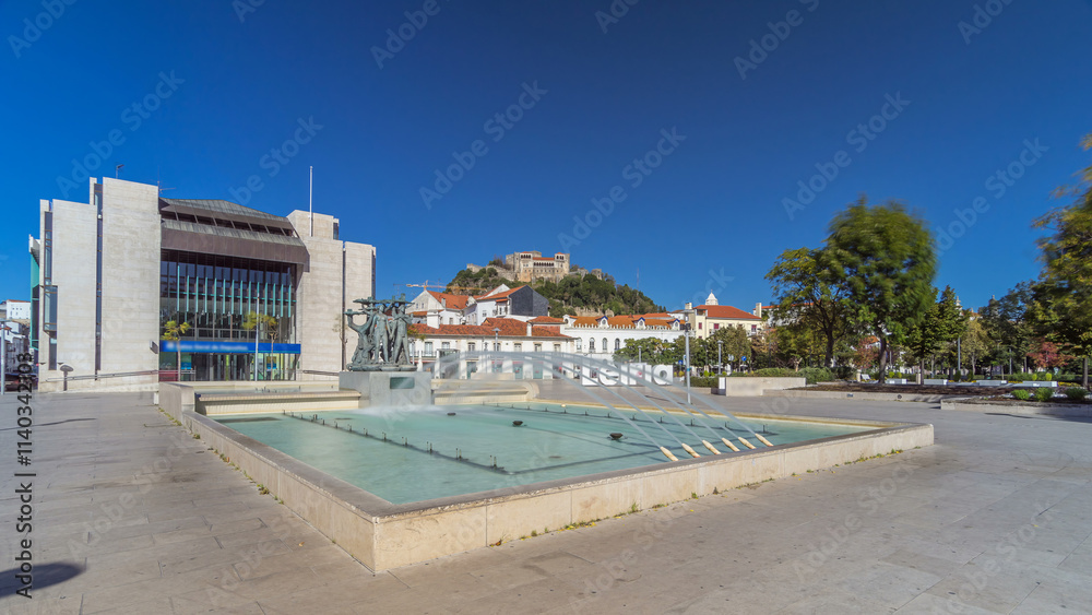 Fototapeta premium Fonte Luminosa with a sculptural composition on a wide square timelapse hyperlapse.