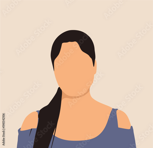 Vector art illustration, portrait of gorgeous dreamy girl isolated