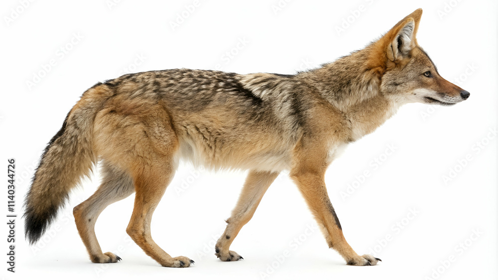 Illustration of a jackal isolated on a white background, showcasing natural colors and realistic fur details. Illustration of a jackal isolated on a white background, showcasing natural colors and realistic fur details.