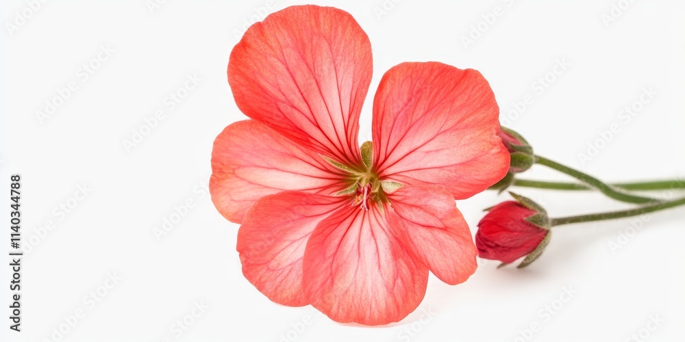 Isolated Geranium Flower on a White Background, showcasing the vibrant petals and intricate details of the Geranium flower, perfect for various creative projects featuring Geraniums. Isolated Geranium Flower on a White Background, showcasing the vibrant petals and intricate details of the Geranium flower, perfect for various creative projects featuring Geraniums.