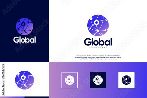 digital connection network, symbol of science, graphic design template.