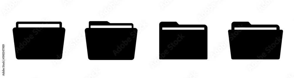 Folders icon collection. File folder in flat style. Office document folder vector symbol. Folders icon collection. File folder in flat style. Office document folder vector symbol.
