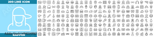 Rapper Line Editable Icons set