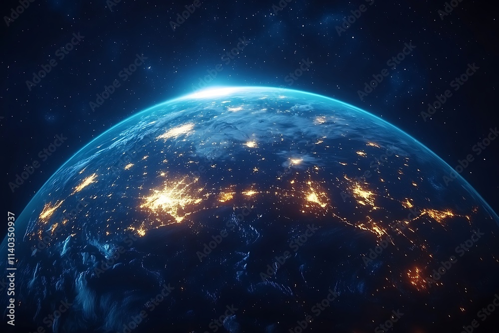 Obraz premium Global City Lights at Night from Space4