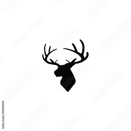 Large strong noble black spot beast rack look. Silhouette of a large deer.