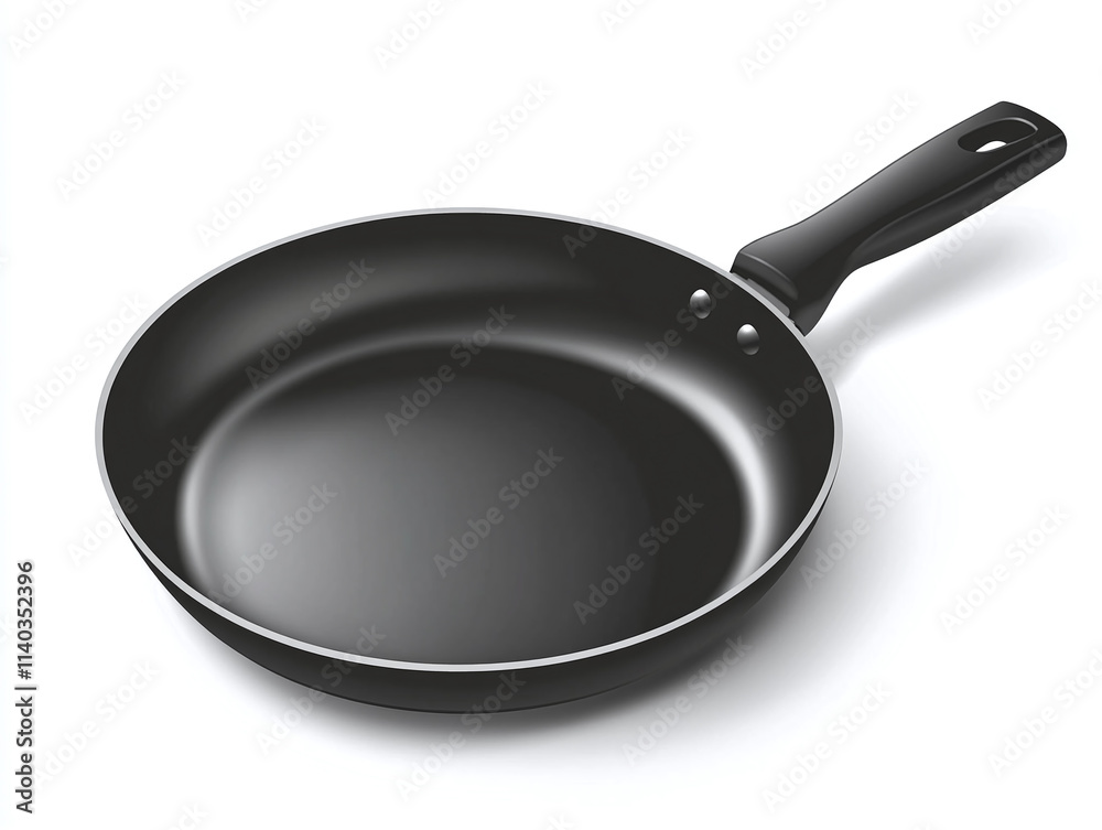 Non-stick frying pan with black handle, isolated on white background. Non-stick frying pan with black handle, isolated on white background.
