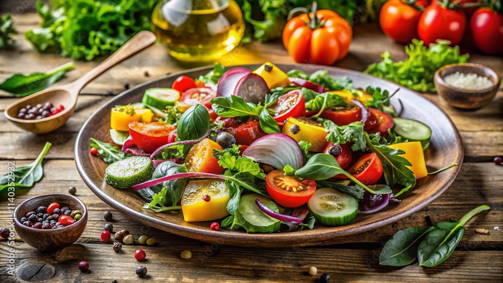 Delicious Vegetarian Salad Recipe: Fresh, Healthy & Colorful Bowl Photography