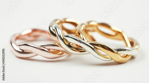 Jewelry twisted ring white yellow and pink gold rings